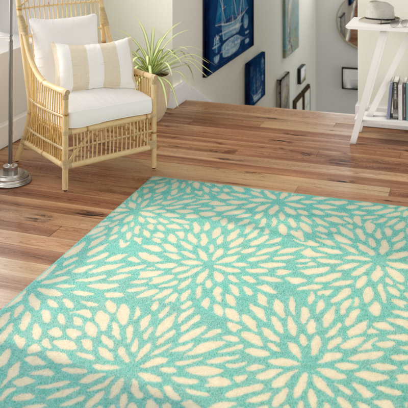 Tapis d'intérieur / extérieur floral Deltana, Rectangle 5 pi 3 po x 7 pi 6 po