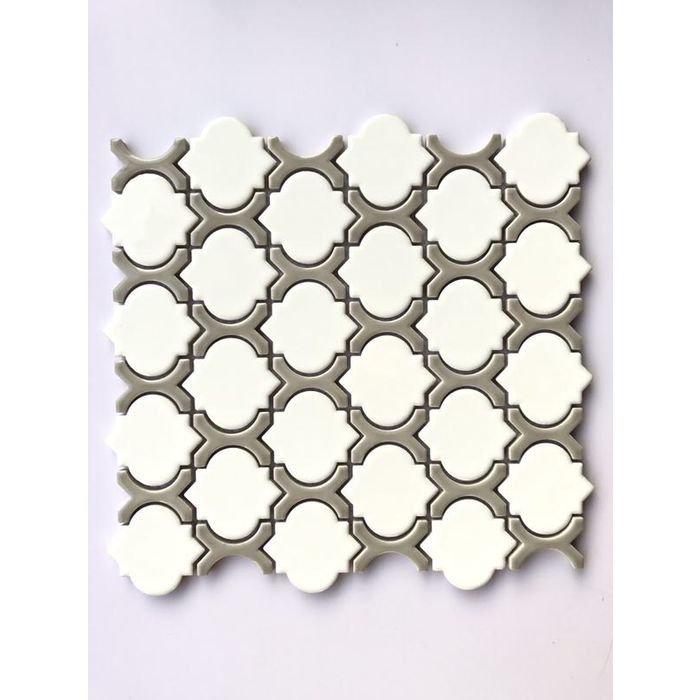 Carreau de mosaïque mural 12 po x 12 po, Brun / blanc