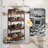 4-tier Rolling Cart With Tilted Shelves And 8 Hooks, Narrow Rolling Storage Organizer With Lockable Wheels For Kitchen Pantry Bathroom Laundry Supermarket Retail Display, Heavy Duty Metal Slim Utility Shelving Unit