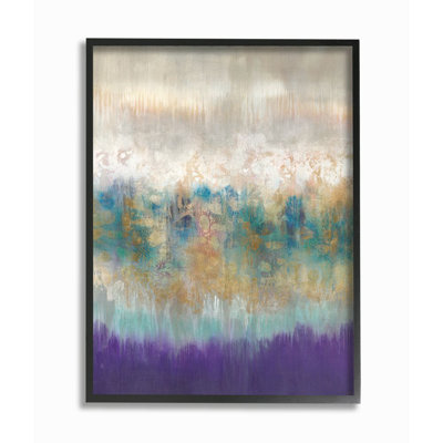 Élégante peinture mauve grise et dorée abstraite par K. Nari - impression d'art graphique
