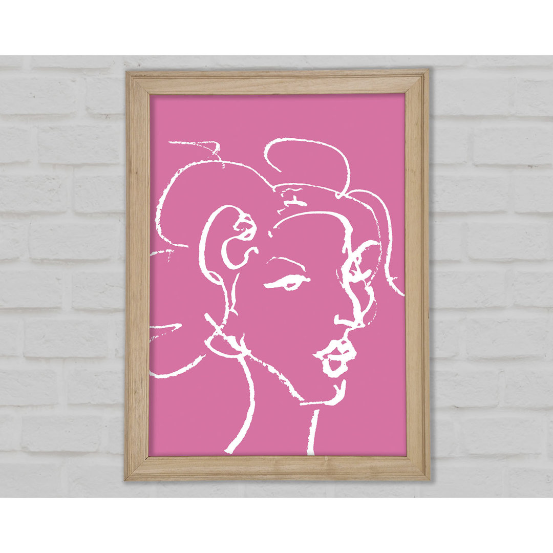 Pretty Lady Sketch Pink - Einzelner Bilderrahmen Kunstdrucke