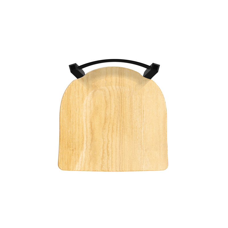 Tabouret de coiffeuse en métal Catalina, Noir froissé, Bois - chêne naturel