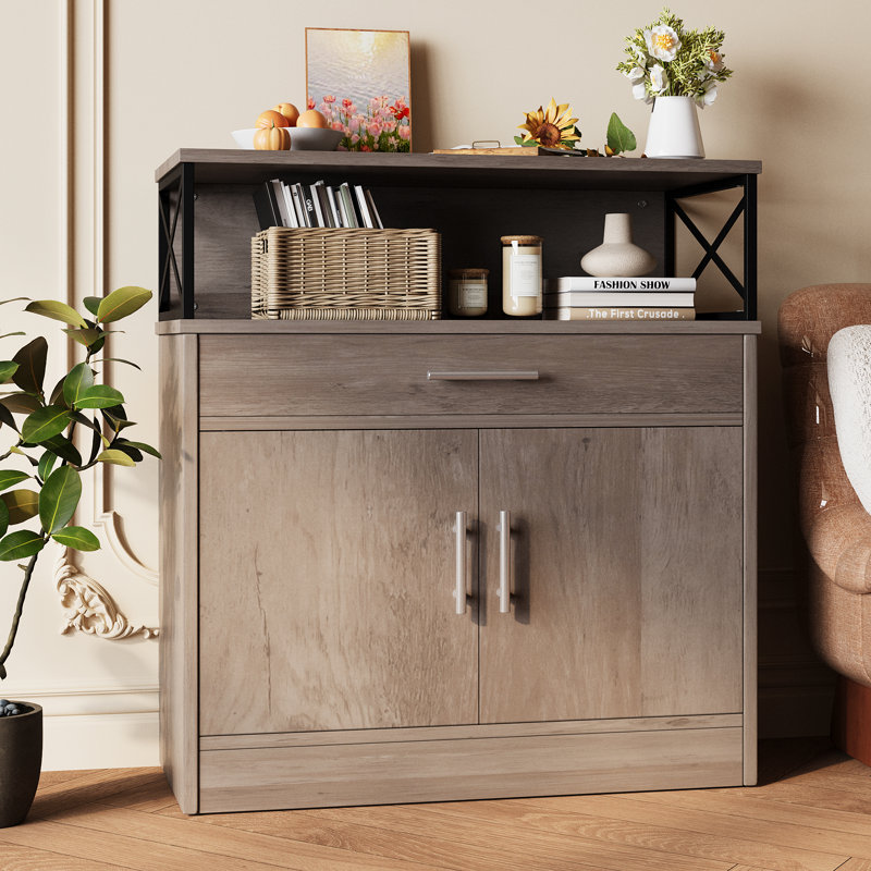 Buffet Abriah de 31,4 po de largeur, Gris ivoire