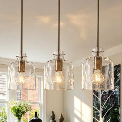 Luminaire suspendu 1 lumière à abat-jour en verre martelé 1 lumière