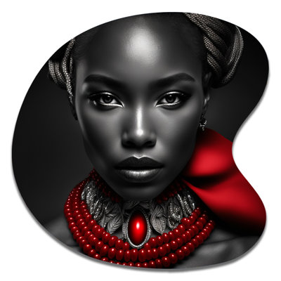 The Lady With The Red Ruby III - Fashion Woman Drop Shape Assymterical Metal Wall Art