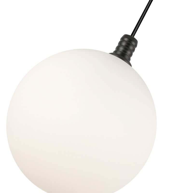 Bolla 5-In Opal Glass LED Pendant, Black, Opal