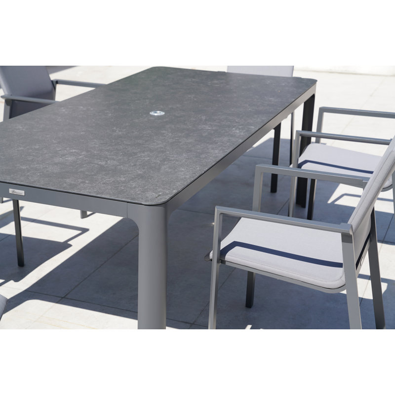 Cebes 8 - Person Metal Patio Dining Set with Rectangular Table, Light Gray