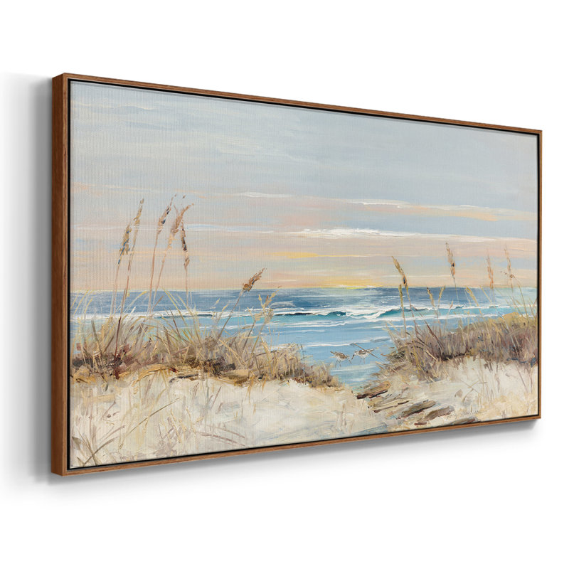 Coastal Boardwalk - Toile tendue avec châssis encadré - Prêt à accrocher, H 25 po x l 49 po, Noyer
