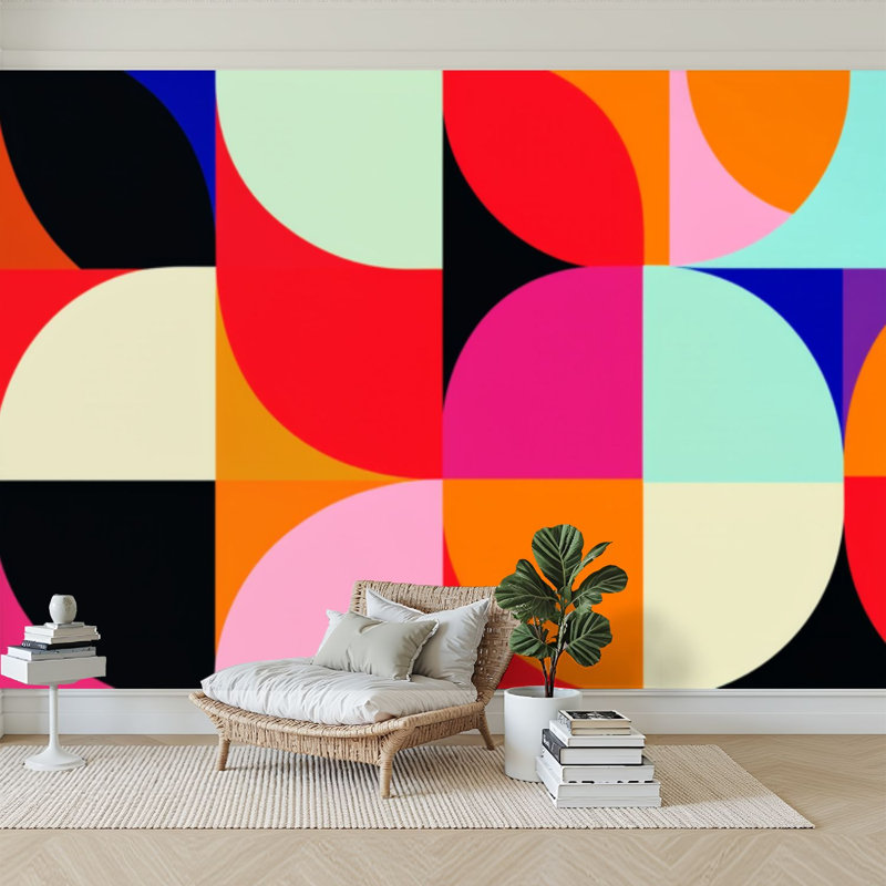 Papier peint adhésif autocollant amovible Mid Century, 100.08" L x 144" W