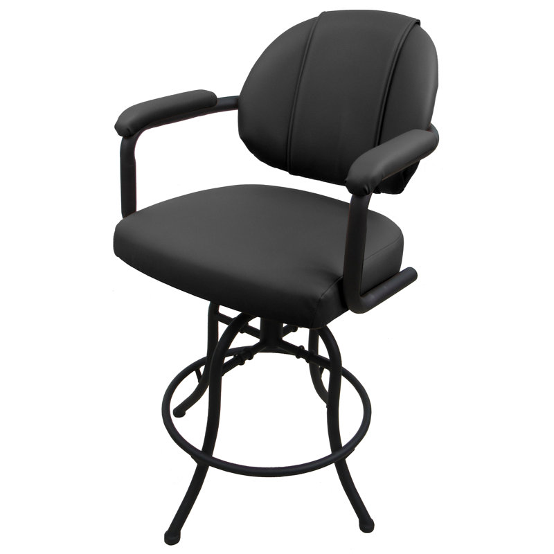 Siyao Swivel Upholstered Counter Stool with Metal Frame, Dark Gray, Counter Stool (26" Seat Height)