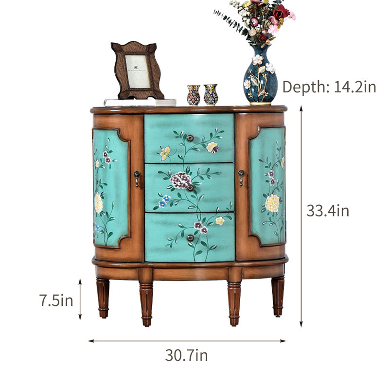Buffet décoratif rétro en bois peint à la main