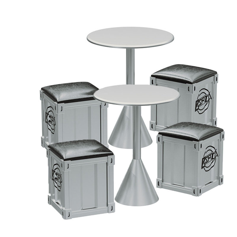 Ensemble de salle à manger Loresz, Argent, 6 pièces: 2 tables, 4 chaises, H 29,53 po x l 23,62 po x P 23,62 po
