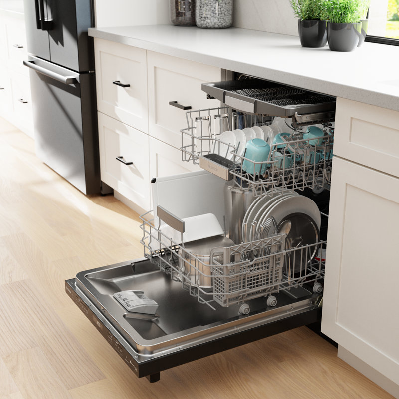 800 Series 24" Top Control Built-In Dishwasher with Stainless Steel Tub and Flexible 3Rd Rack, Black
