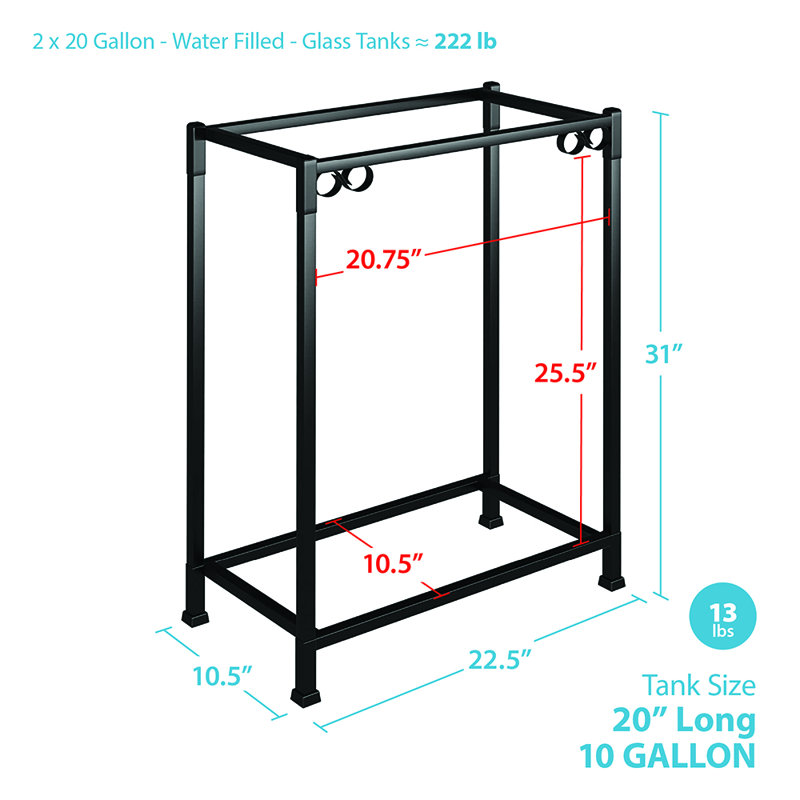 Rectangle Aquarium Stand, Black 10 Gallon