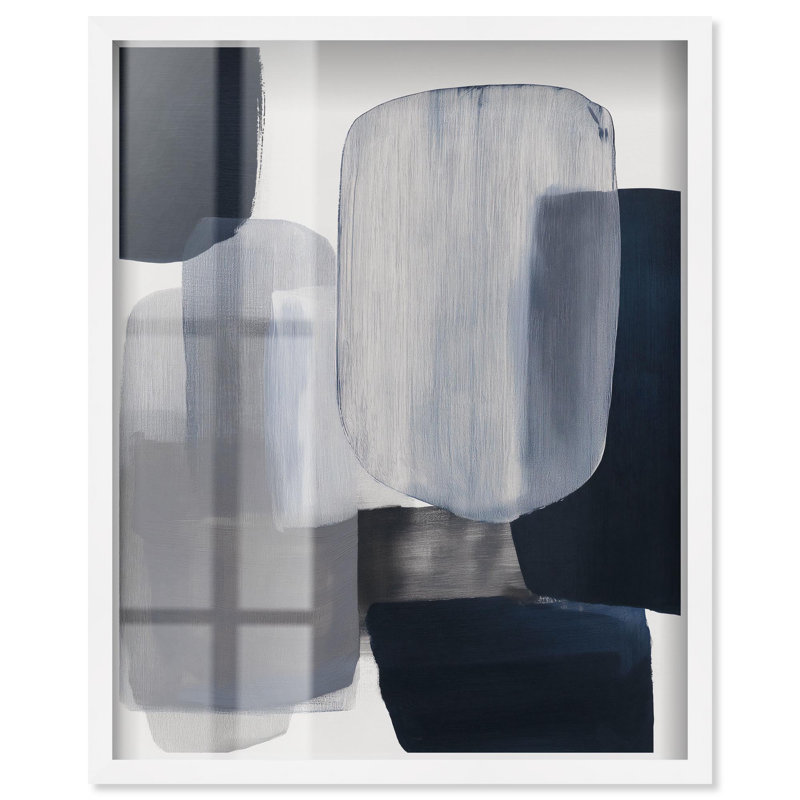 Décoration murale moderne Oceanic Forms I Shadowbox Print par Art Remedy, H 21 po x l 17 po, Blanc