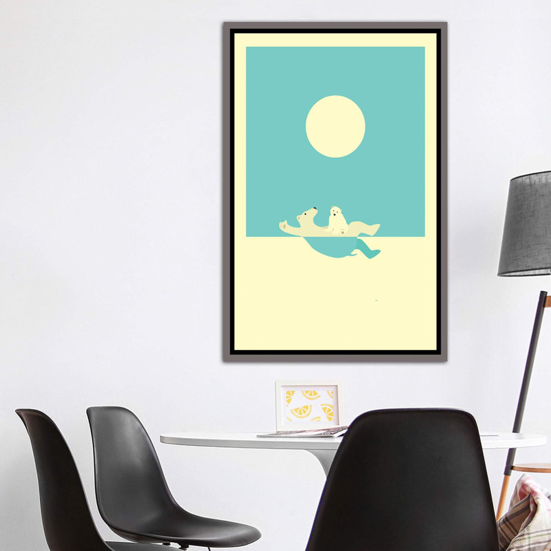 Art encadré, cours de natation II, H 60 po x l 40po x P 1,5 po, Toile avec cadre gris foncé rustique
