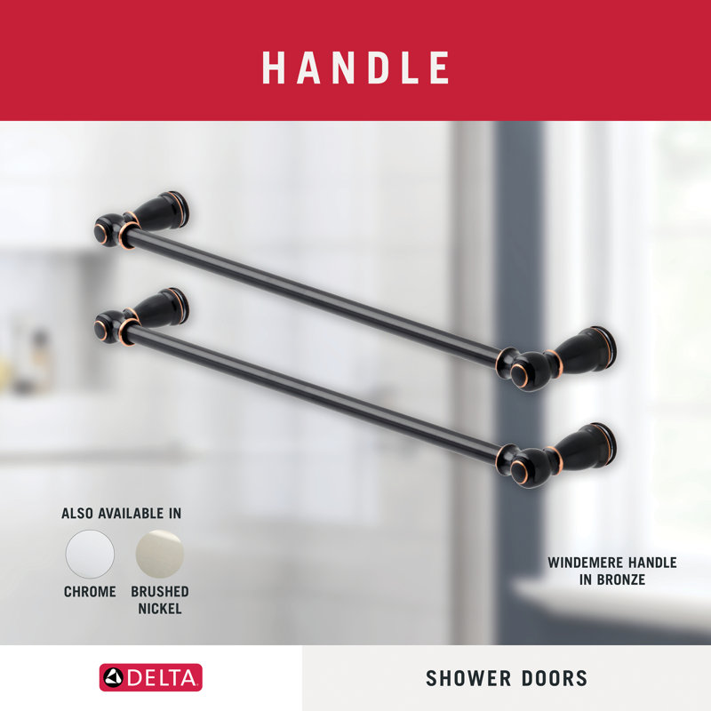 Porte de douche coulissante traditionnelle avec verre Niebla 48 "x 70" Windemere, Bronze