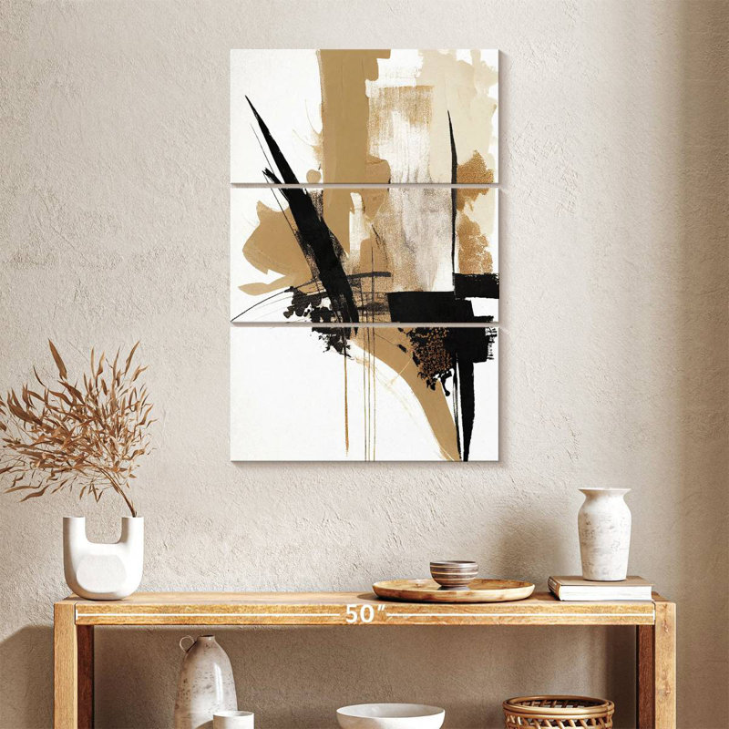 Avery Beige lignes chaotiques III, H 38 po x l 24 po