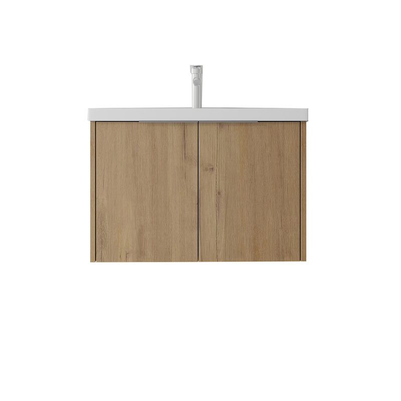 Meuble-lavabo flottant 36 po avec lavabo, porte à fermeture en douceur, évier en céramique, contreplaqué, chêne, Chêne clair