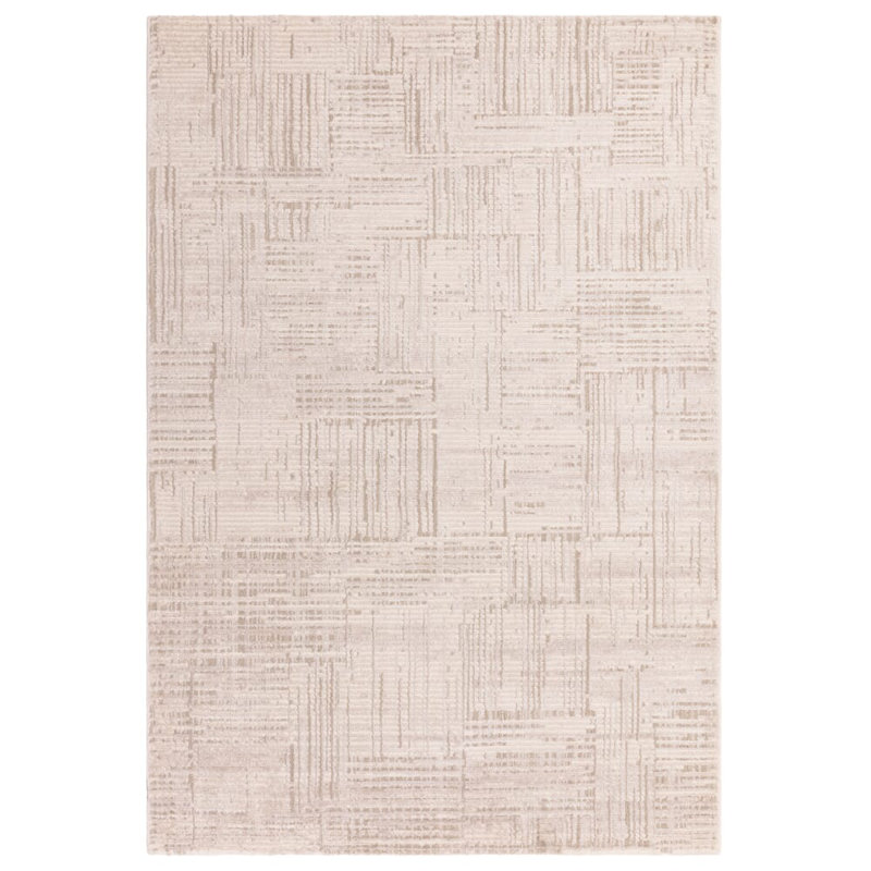 Sugna Geometric Criss Cross Beige Area Rug, Rectangle 80 x 140 cm