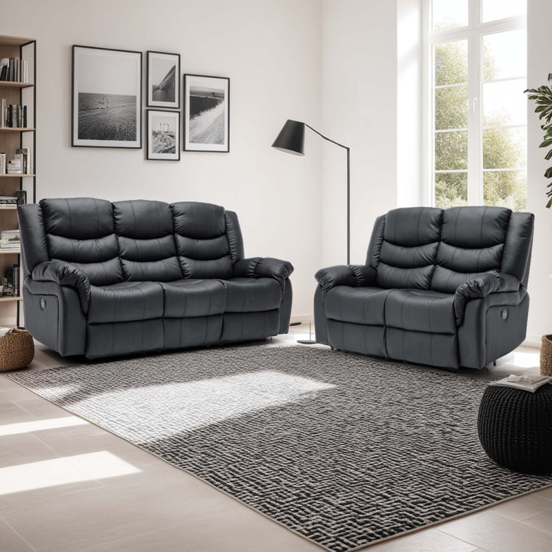 Electric Reclining Living Room Sets, Black