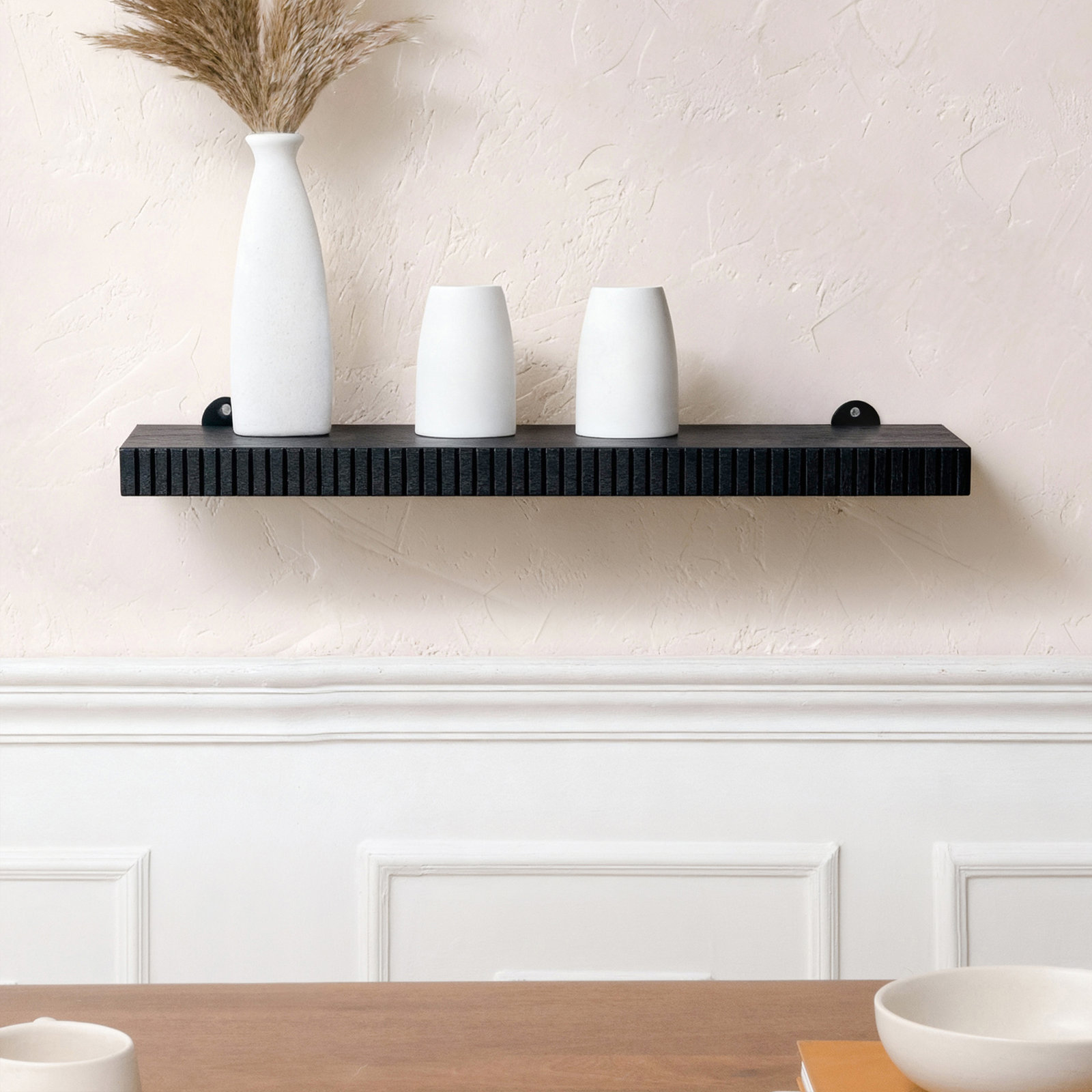 Urbana 36" Solid Wood Floating Shelf, 1.5" H x 24" W x 8" D, Black