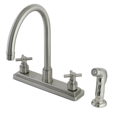 Robinet de cuisine à poignée double tampa, Nickel satiné