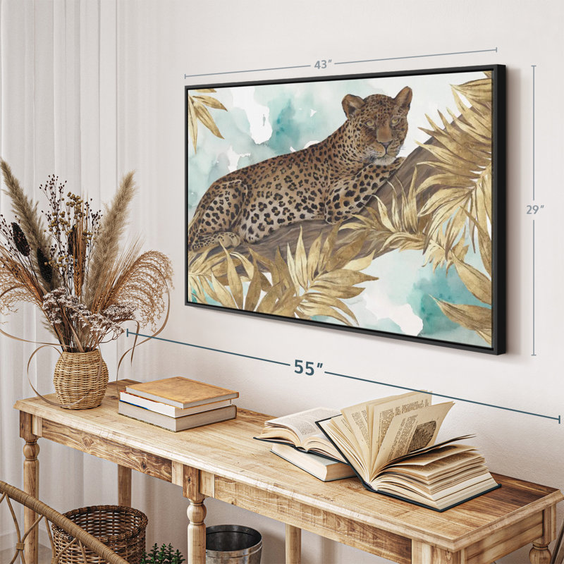 «Golden Leopard Wall Art», H 29 po x l 43 po