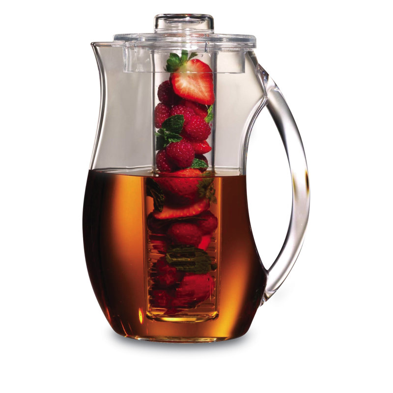 Grunwerg Acrylic Infusion Natural Flavoured Water Pitcher Jug with Removable Fresh Fruit Insert, Clear, 2 Litre