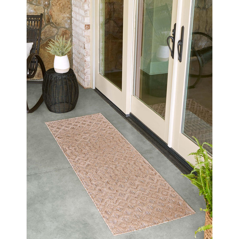 Tapis intérieur / extérieur beige Groce, Tapis de couloir 2 pi x 8 pi