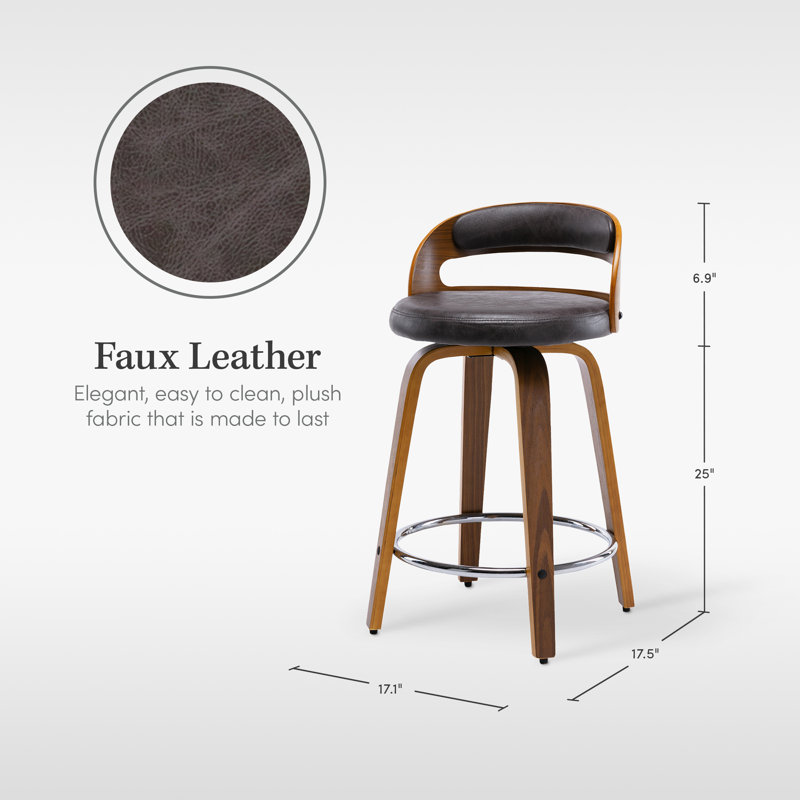 Vanhoy Swivel Counter Height Stool, Black Faux Leather