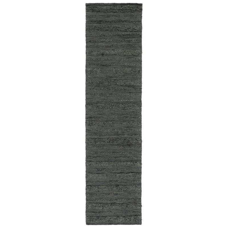 Hartzler Handmade Flatweave Charcoal/Ivory Area Rug, Runner 2'3" x 9'