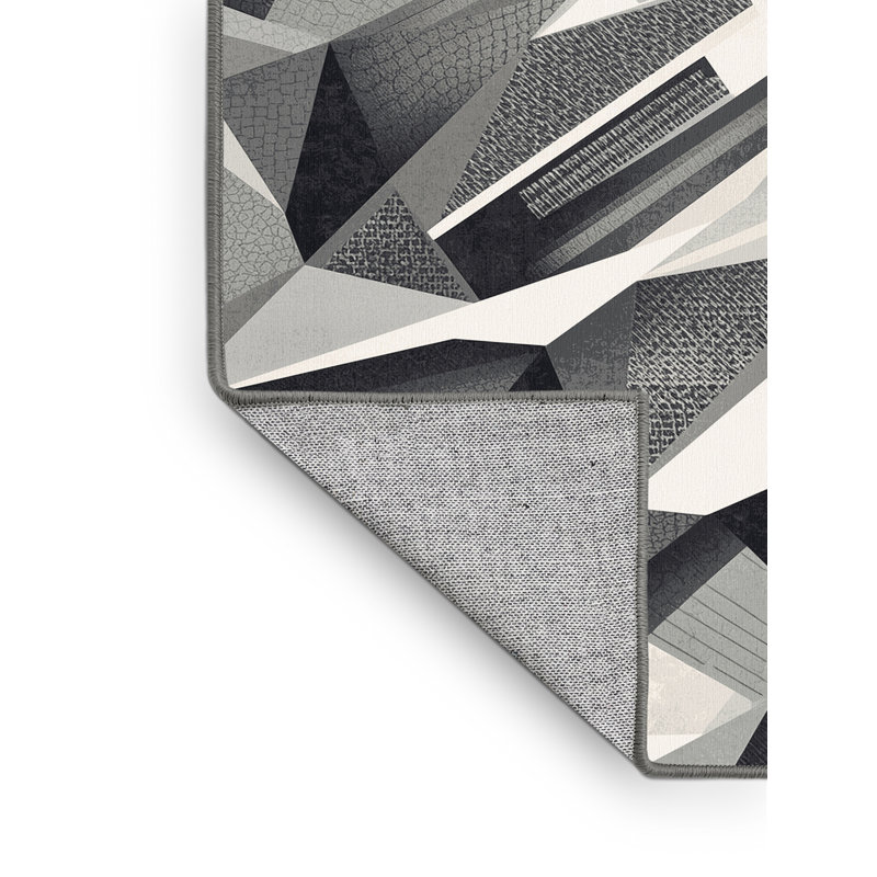 Machine Washable Paublo Busan Skyline Modern & Contemporary Geometric Rug in Gray – Gray Binding, 2x4