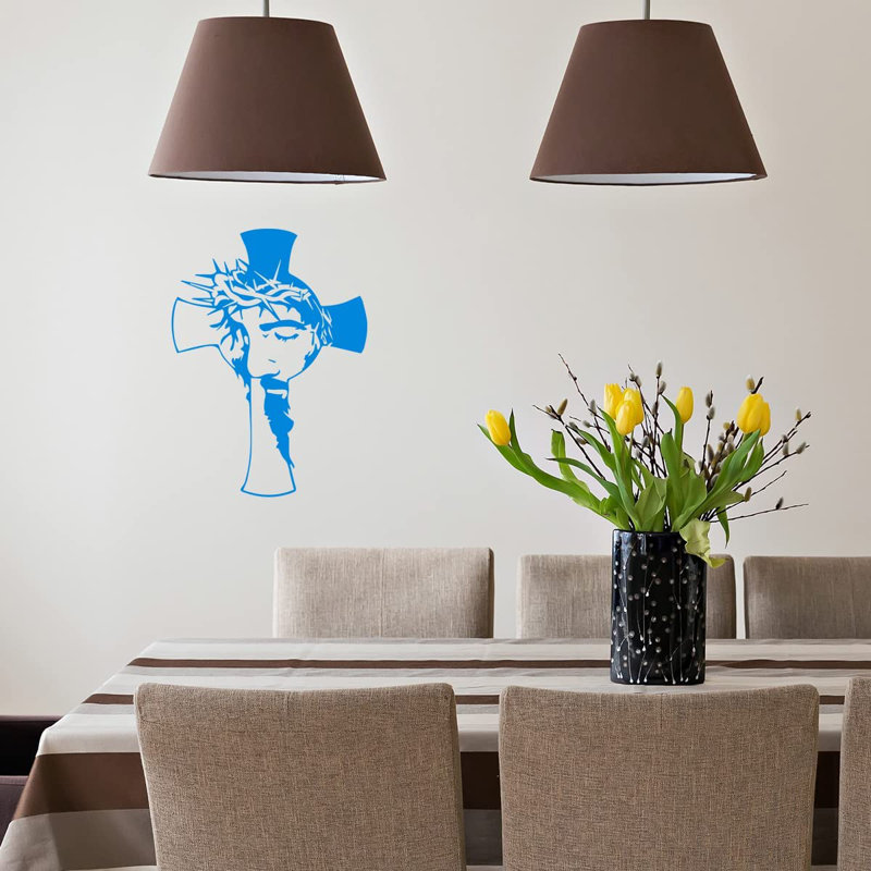 Religious & Spiritual Non-Wall Damaging Wall Decal, 13" H x 10" W, Sky Blue