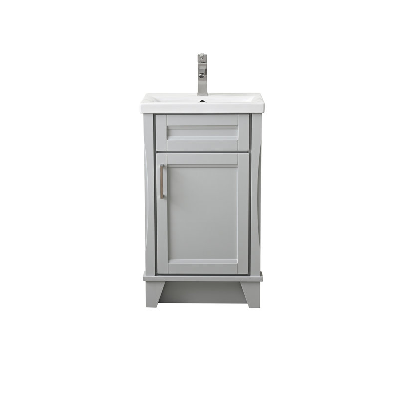 Meuble-lavabo sur pied simple avec plateau en céramique 20,375 po Amberlynne, Gris clair