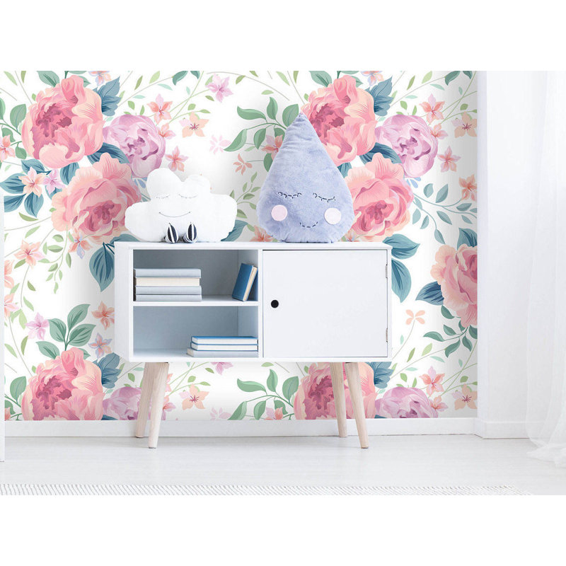 Rouleau de papier peint adhésif pivoines l 8,33 pi x 25 po avec adhésif amovible Canales