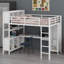 Lit mezzanine en métal avec garde-robe et bureau en L, avec cubes de rangement et tablettes-678344494