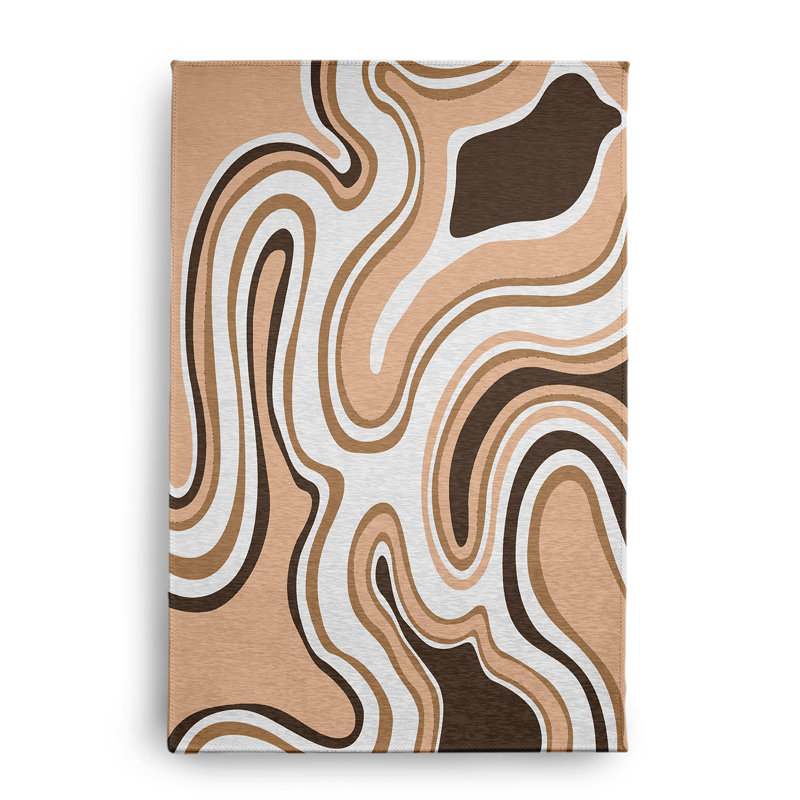 Tapis intérieur / extérieur en chenille tissé à la machine en brun, Rectangle 2 pi x 3 pi