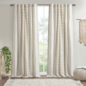 Admir Cotton Printed Curtain Panel with Chenille Stripe and Lining