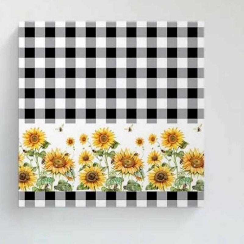 Art mural en toile noir et blanc sans cadre 16 po x 16 po