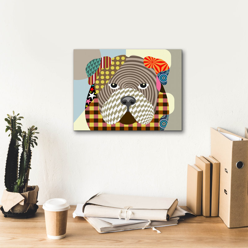 «English Bulldog» par Lanre Adefioyue, H 12 po x l 16 po x P 0,75 po