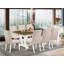 Ensemble de 9 pièces comprenant une table en bois de ciment et 8 chaises Parson en tissu crème - Lin brossé blanc.-1129966654-1102141823-1102141760
