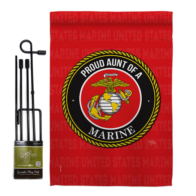 2 côtés 19 po x 13 po Ensemble de drapeaux de jardin Proud Aunt Marines, Marines