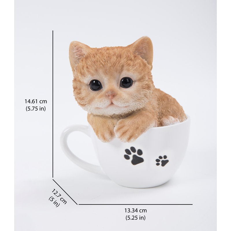 Teacup Kitten Tabby Statue, Orange