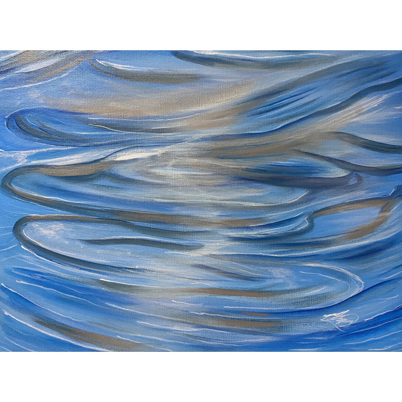 Ripples par Alicia Lopez - Peinture, H 17,25 po x l 21,25 po, Papier avec cadre noir