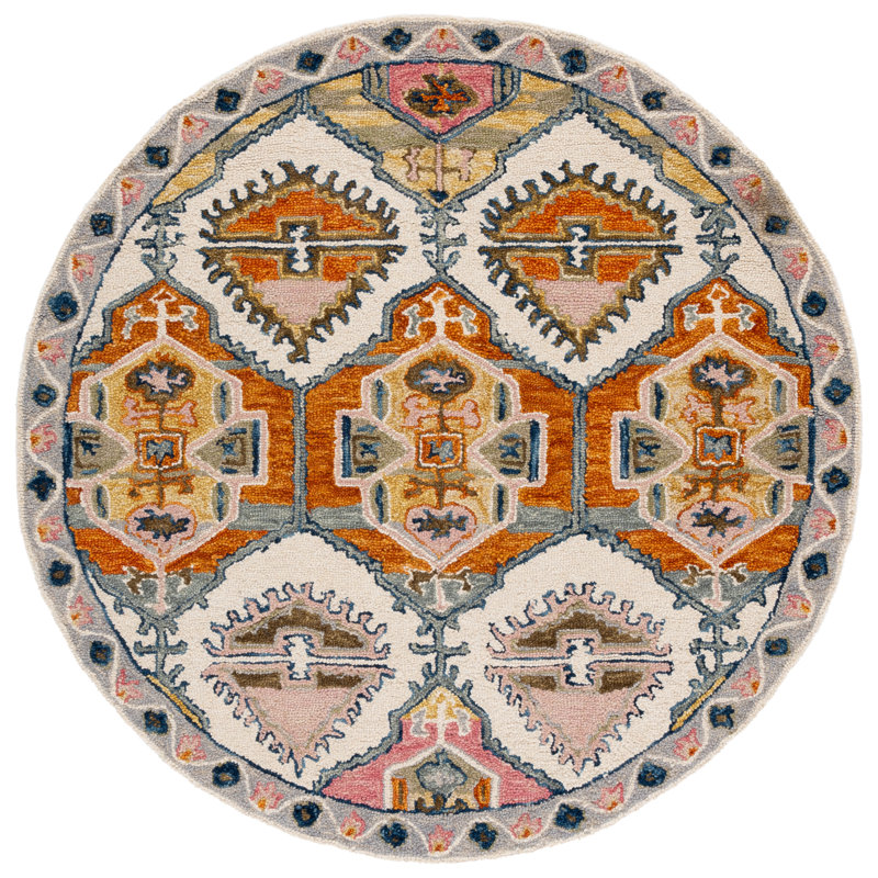 Tapis en laine touffeté à la main Atreyus, Rond 5 pi