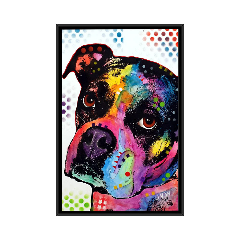 «Young Boxer» par Dean Russo - impression sur toile tendue, H 26 po x l 18 po x P 1,5 po, Cadre noir