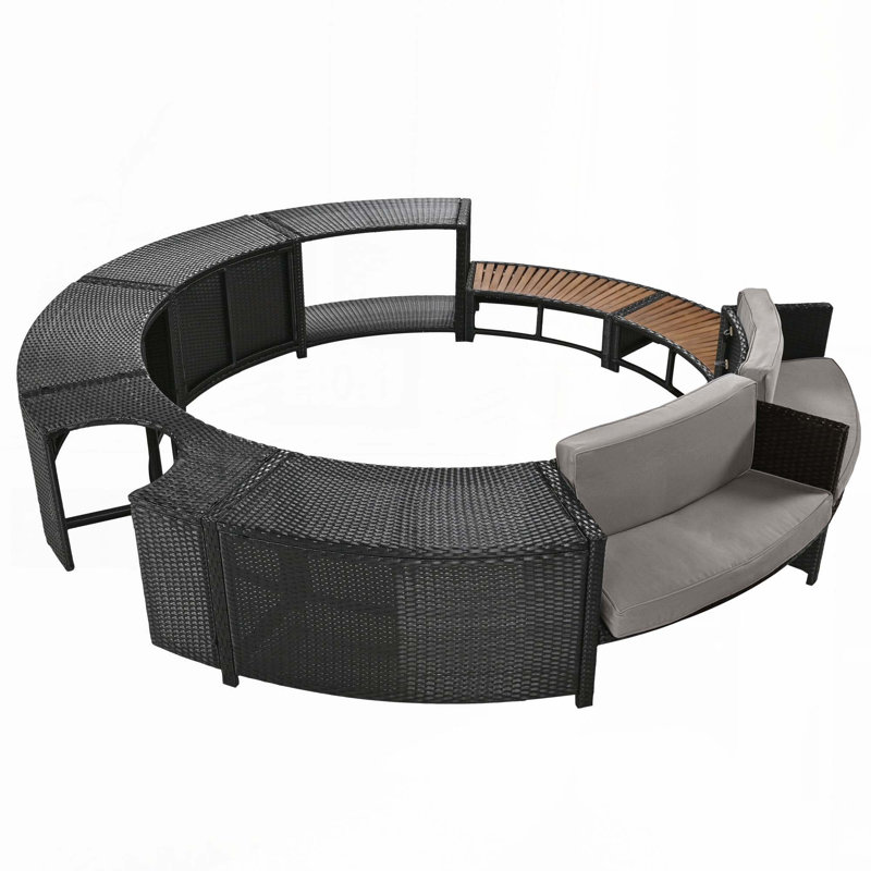 Ensemble de canapé en rotin avec espaces de rangement Frame, Beige