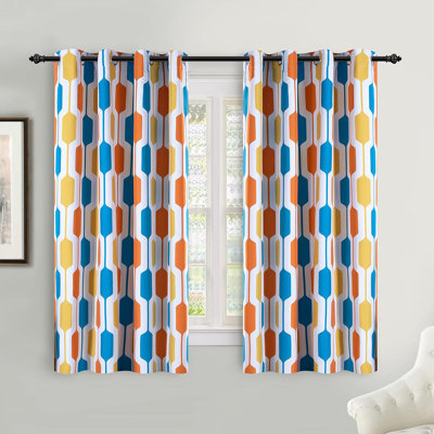 Ginder Room Darkening Thermal Window Curtains with Grommets and a Geometric Pattern