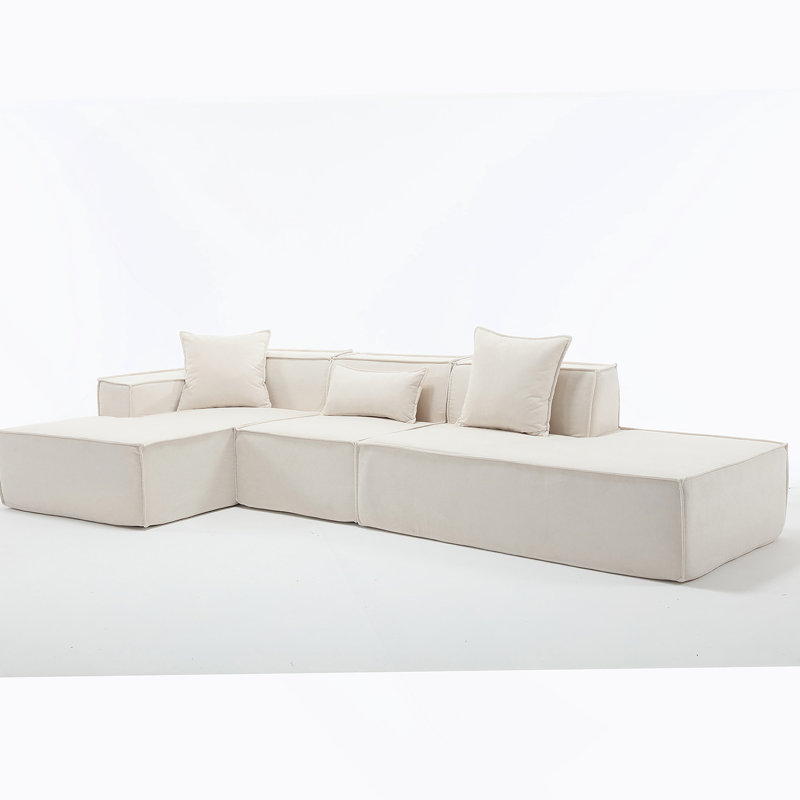 Ensemble de salon modulaire, canapé minimaliste moderne, canapé à installation gratuite, Polyester beige